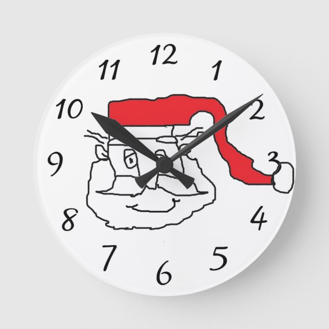 Santa Clock Rund Klocka (Framsida)