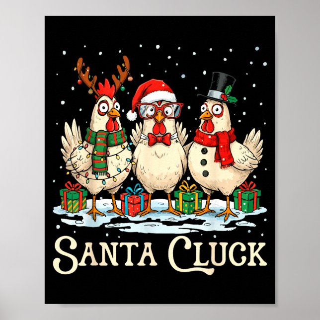 Santa Cluck Chicken Christmas Farm Animal Funny  Poster (Framsidan)