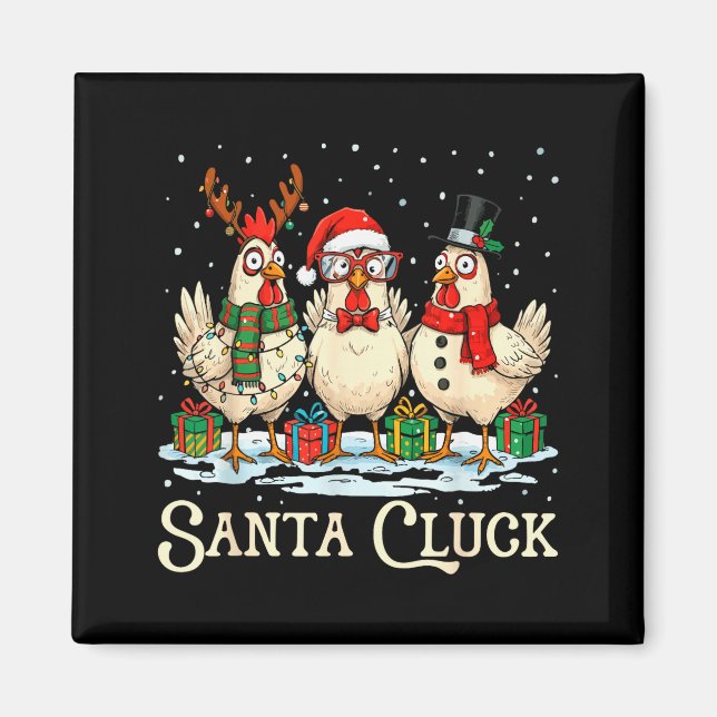 Santa Cluck Kyckling Jul Bondgårdsdjur Roligt  Magnet (Framsidan)