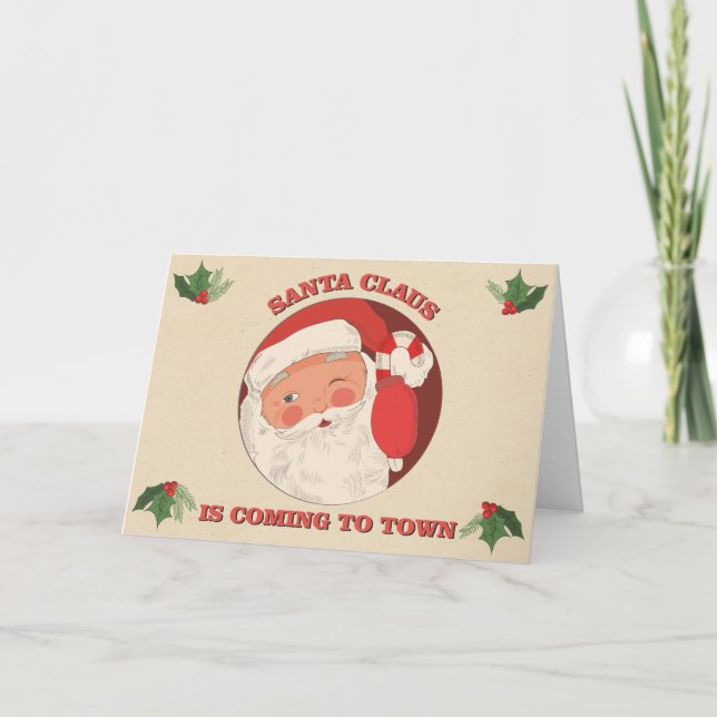 Santa Coming to Town Helgkort (Framsida)