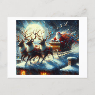 Santa Coming to Town Vykort