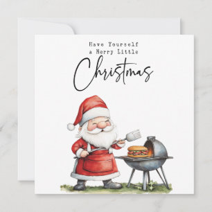 Santa Cooking Barbecue för jul-Helgdag Julkort