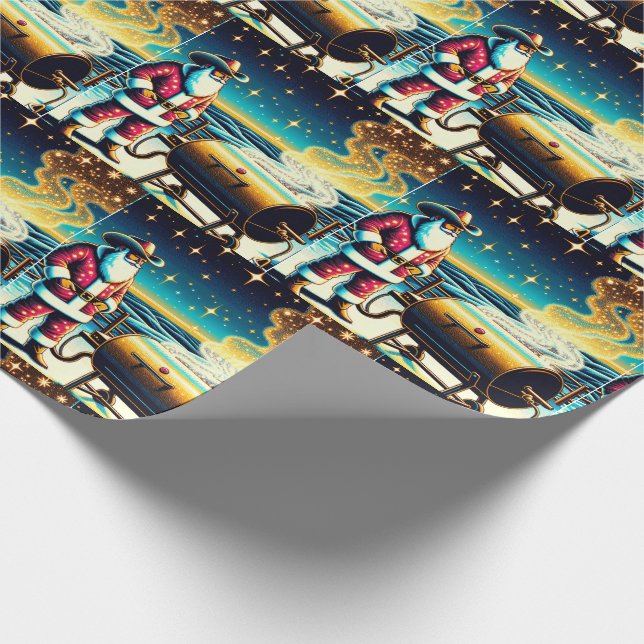 Santa Cooking on the BBQ Pit 2 jul Presentpapper (Hörn)