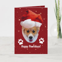 Santa Corgi Glad Julkort