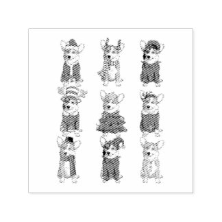 Santa Corgi Julgran Ljus Elf Reindeer Hund Självfärgande Stämpel