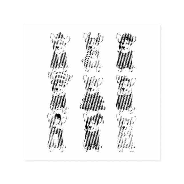 Santa Corgi Julgran Ljus Elf Reindeer Hund Självfärgande Stämpel (Design)