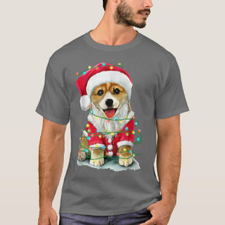 Santa Corgi Julgran Ljus T Shirt