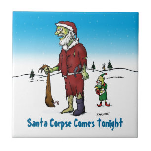 Santa Corpse Funny Zombie Tecknad Kakelplatta