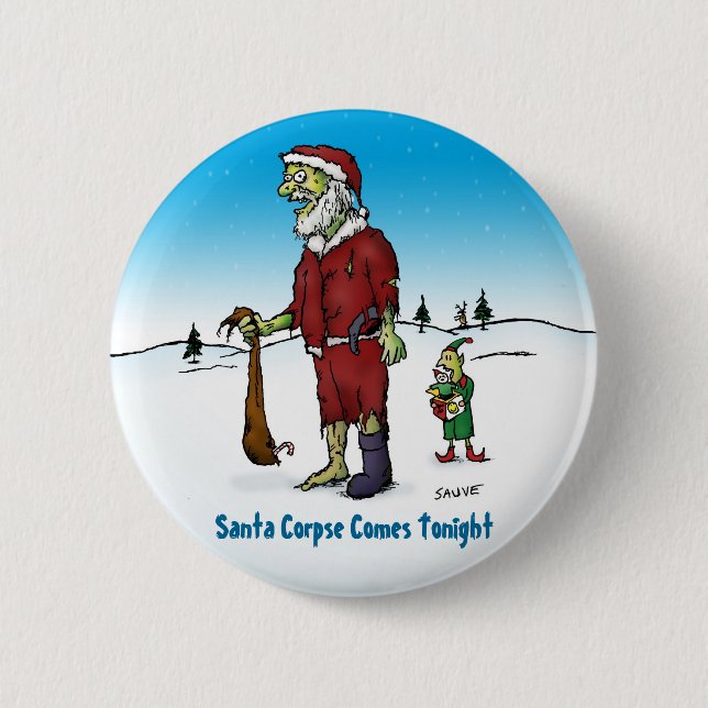 Santa Corpse Funny Zombie Tecknad Knapp (Framsida)