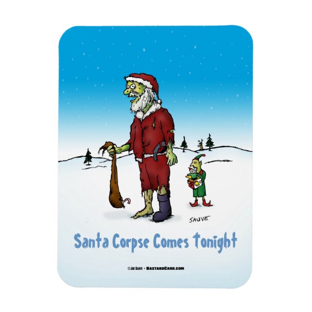 Santa Corpse Funny Zombie Tecknad Magnet (Vertikal)