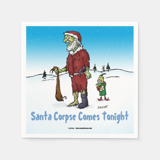 Santa Corpse Funny Zombie Tecknad Pappersservett (Framsidan)