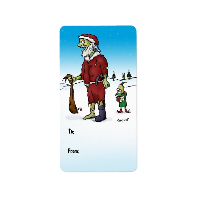 Santa Corpse Zombie Gift Labels Adressetikett (Framsidan)