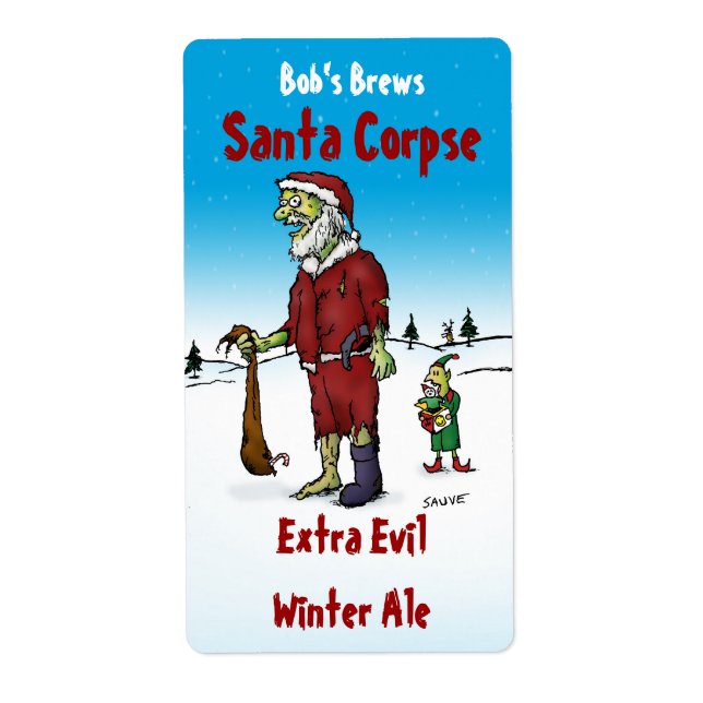 Santa Corpse Zombie Homebrew Beer Label Fraktsedel (Framsidan)