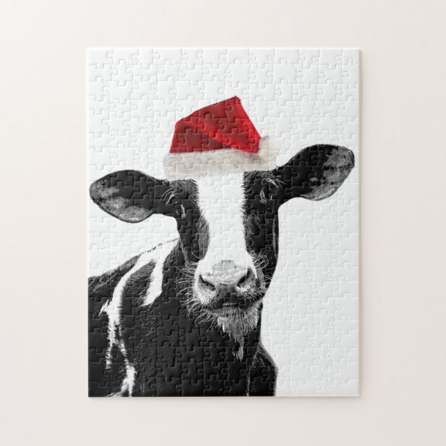 Santa Cow-Holstein Dairy Jul Cow Pussel (Vertikal)