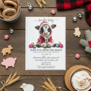 Santa Cow Kalv Jul Högtid Baby Shower Inbjudningar