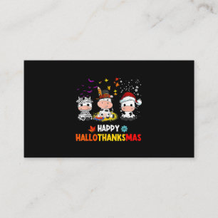 Santa Cow Lycklig Hallothanksmas Halloween Thanksg Visitkort