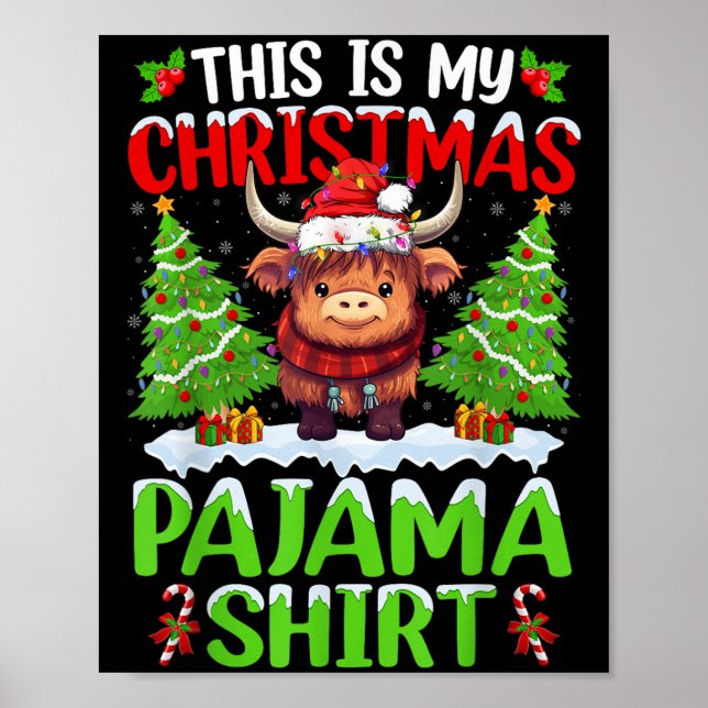 Santa Cow Xmas Tree Lights This Is My Christmas Pa Poster (Framsidan)