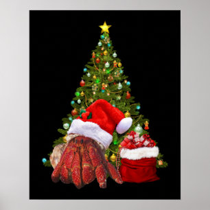 Santa Crab Funny jul Hermit Crab Älskare Poster