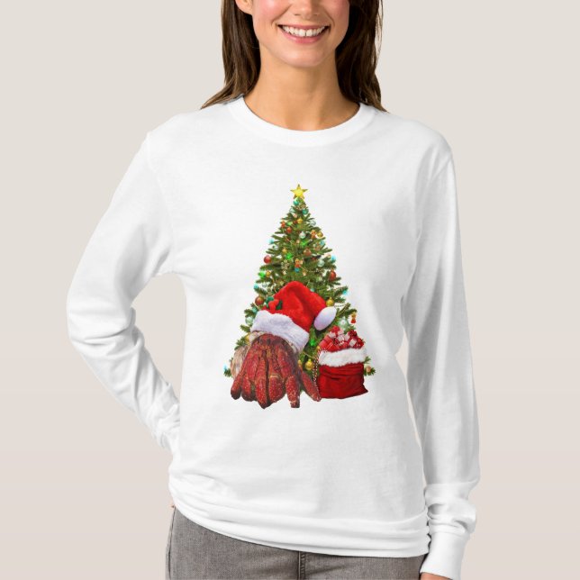Santa Crab Funny jul Hermit Crab Älskare T Shirt (Framsida)