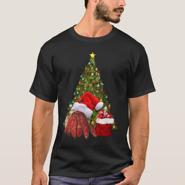 Santa Crab Funny jul Hermit Crab Älskare T Shirt (Framsida)