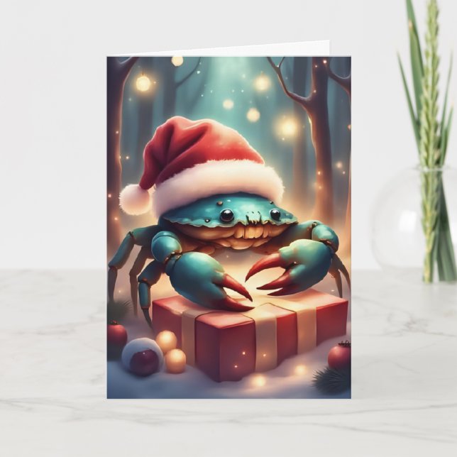 Santa Crabs Helgdag - Kustjullkort Kort (Framsida)