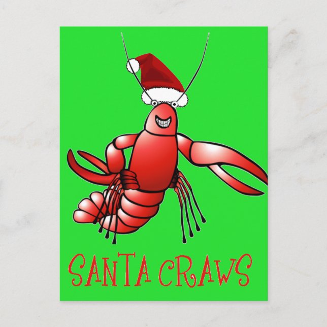 Santa Crawdad (Santa Craws) Vykort (Framsida)