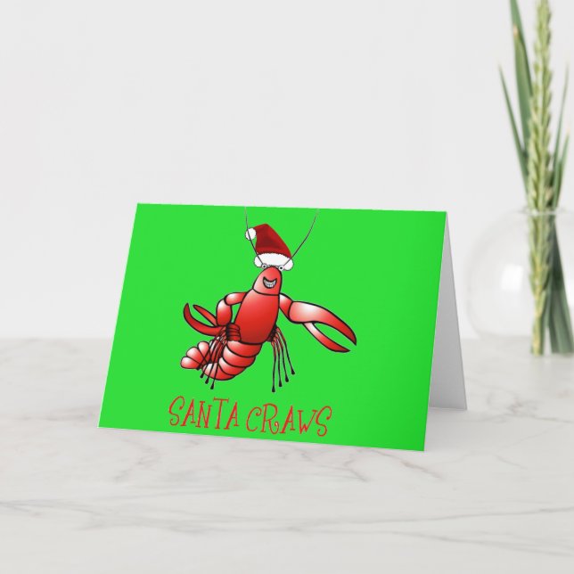 Santa Crawdad (Santa krävor) Helgkort (Framsida)