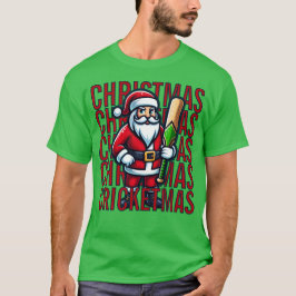 SANTA Cricket Mascot Player jul Cricketmas T Shirt