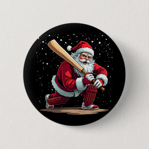 Santa Cricketspelare jul vinter Xmas Holiday Knapp