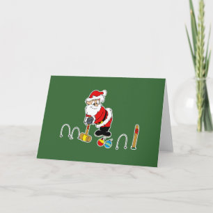 santa croquet med prydnadar helgkort