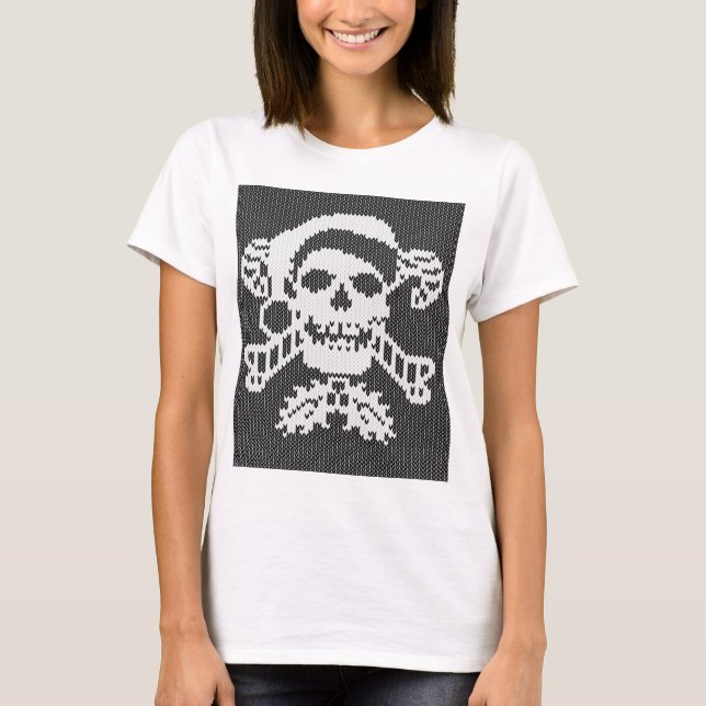 Santa Crossbone Skull i Ugly Sweater Stil Tröja (Framsida)