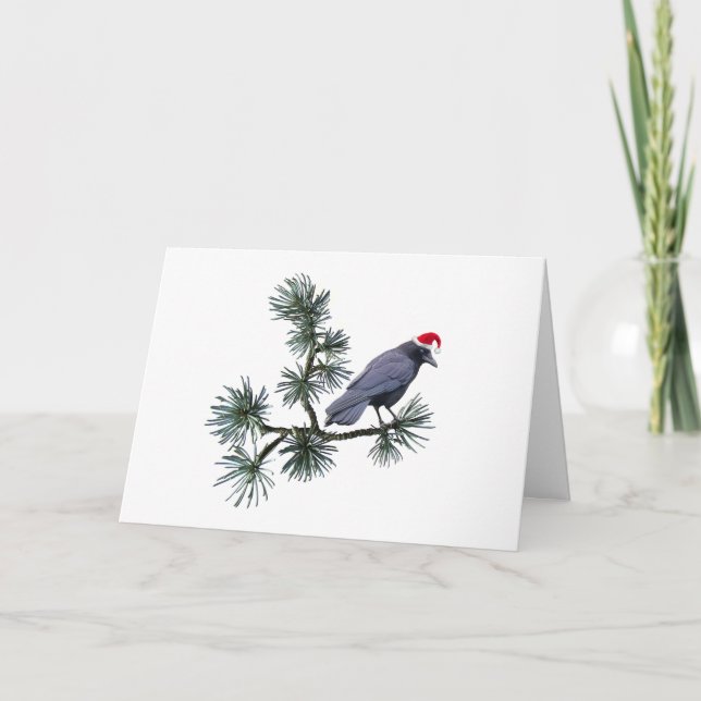 Santa Crow Pine julkort Kort (Framsida)