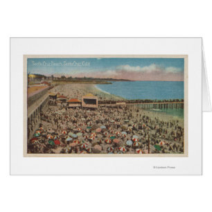 Santa Cruz, CA - Beach Scene Fullt of People Hälsningskort