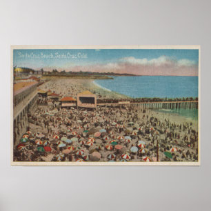 Santa Cruz, CA - Beach Scene Fullt of People Poster