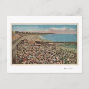 Santa Cruz, CA - Beach Scene Fullt of People Vykort