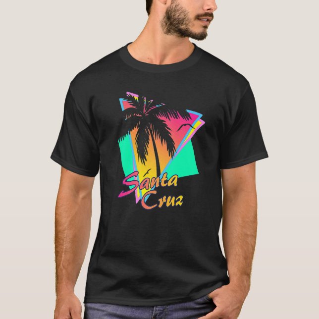 Santa Cruz CA California 70s 80s Summer Retro Eigh T Shirt (Framsida)