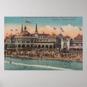 Santa Cruz CA - kasino och Santa Cruz strand Poster