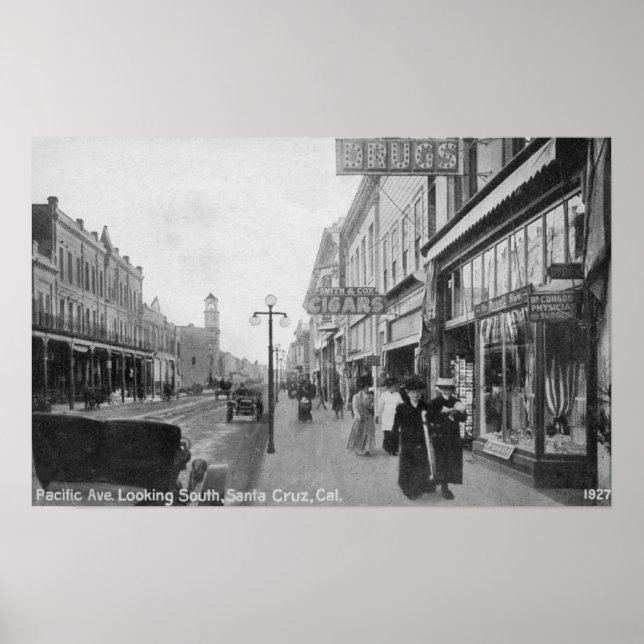 Santa Cruz, CA - Pacific Avenue Tittar Poster (Framsidan)