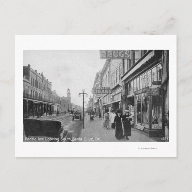 Santa Cruz, CA - Pacific Avenue Tittar Vykort (Framsida)