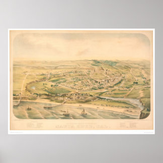 Santa Cruz, CA. Panoramisk Karta (1586A) - Återstä Poster