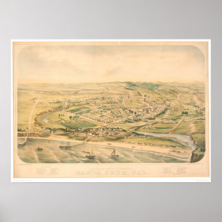 Santa Cruz, CA. Panoramisk Karta (1586A) - oåterst Poster