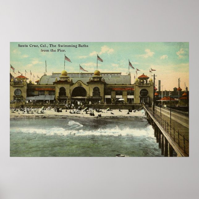 Santa Cruz, Ca. Swimming Baths 1910 Poster (Framsidan)