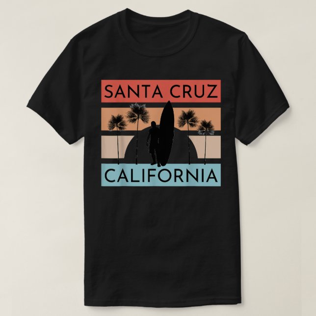 Santa Cruz California Beach Surfing Surfer Summer T Shirt (Design framsida)