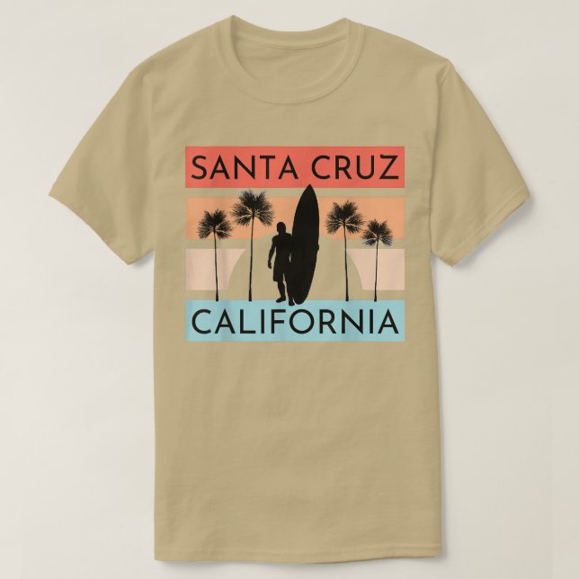 Santa Cruz California Beach Surfing Surfer Summer T Shirt (Design framsida)
