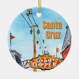 Santa Cruz California – Coastal Beach Art  Julgransprydnad Keramik