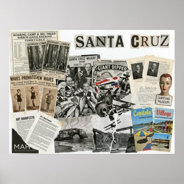 Santa Cruz California Collage – Protest Art Poster (Framsidan)
