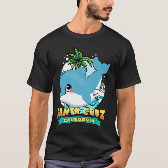 SANTA CRUZ CALIFORNIA Cute Baby Dolphin Beach Souv T Shirt (Framsida)