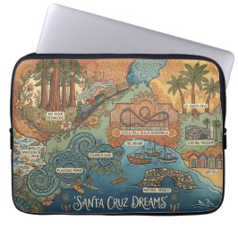 Santa Cruz California Dreams Map – Vibrant Coast Laptop Fodral
