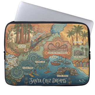 Santa Cruz California Dreams Map – Vibrant Coast Laptop Fodral