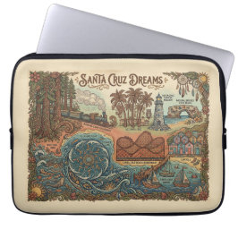 Santa Cruz California Dreams Map – Vibrant Coast Laptop Fodral